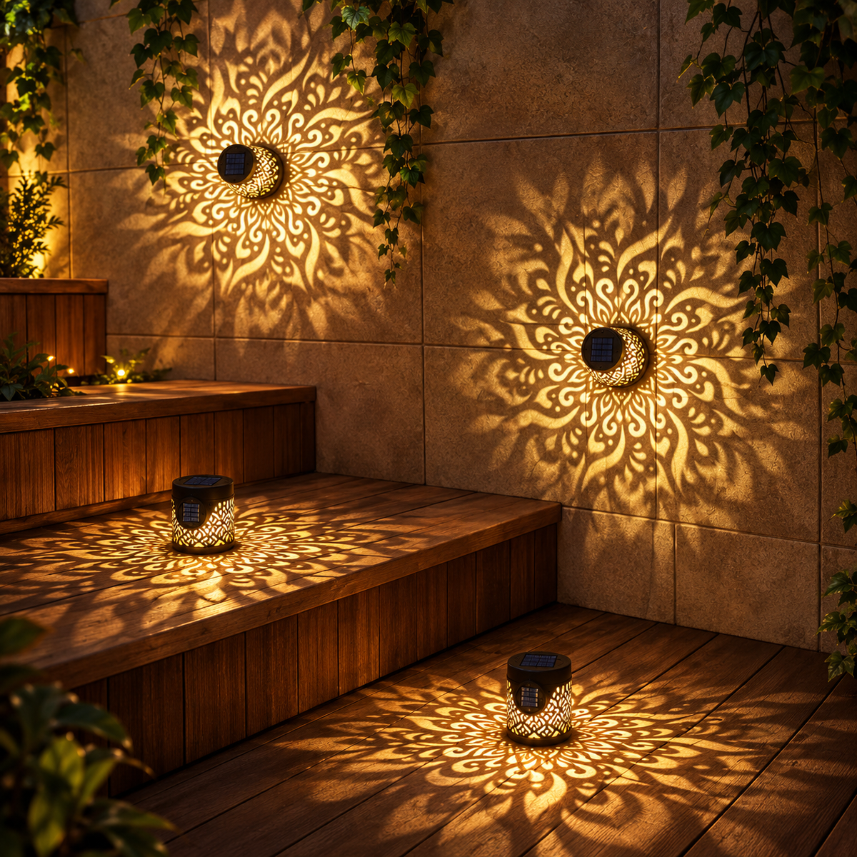 Solar Mandala Fence Light