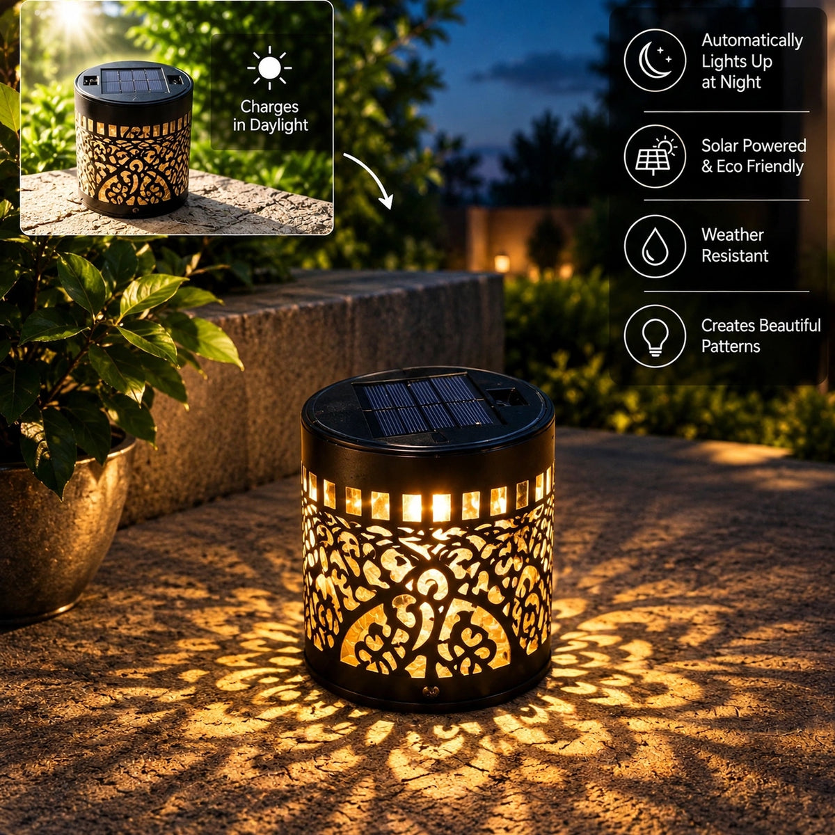 Solar Mandala Fence Light