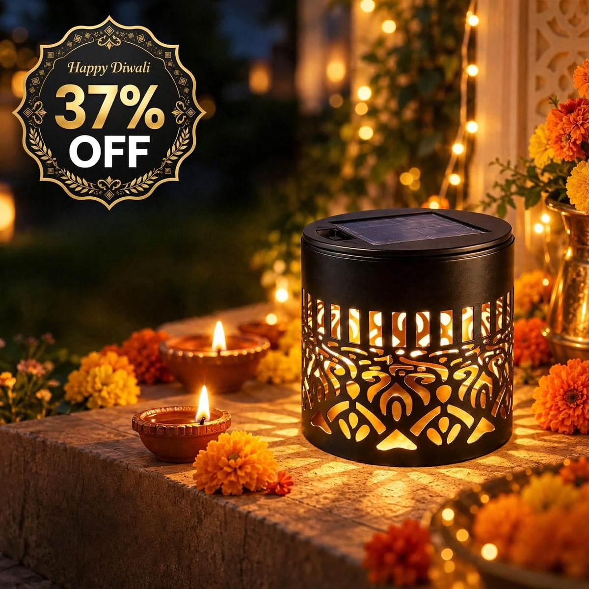 Solar Mandala Fence Light