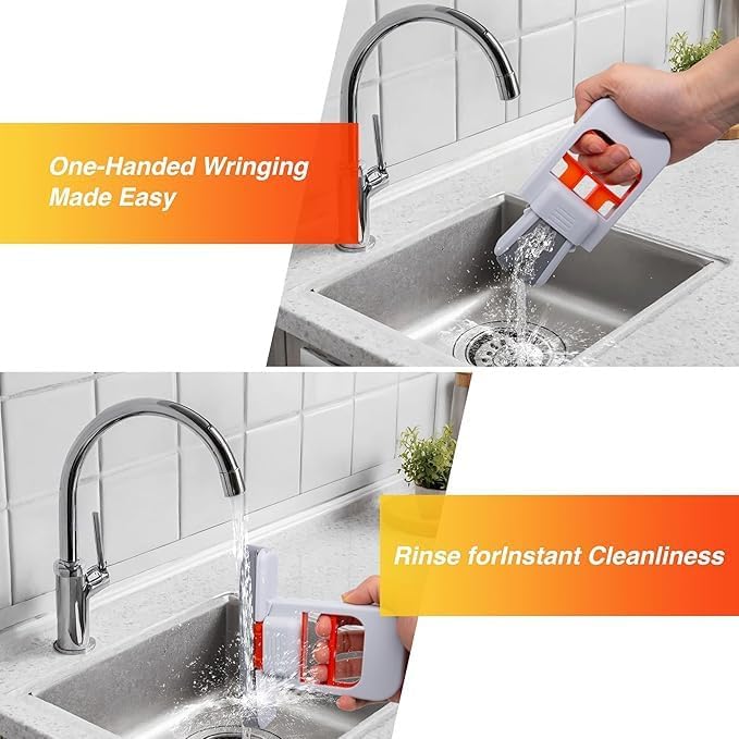 Mini Foldable Sponge Mop, Self-Squeeze Desktop Mop for Small Spaces, Wet & Dry Portable Cleaning Tool for Kitchen Countertops