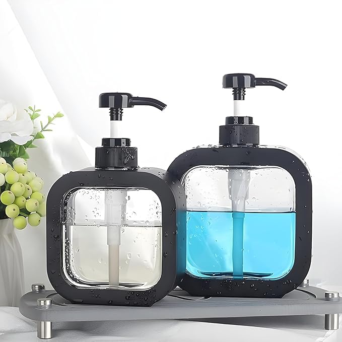 SR 1 pcs Multipurpose Liquid Soap Refillable Plastic Dispenser Hand Wash, Dish Wash, Shampoo, Conditioner, Shower Gel Lotion for Bathroom and Kitchen 300ml (Pack of 1) (Black)